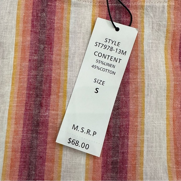 For Cynthia Striped Linen Sleeveless Top - Picture 9 of 9